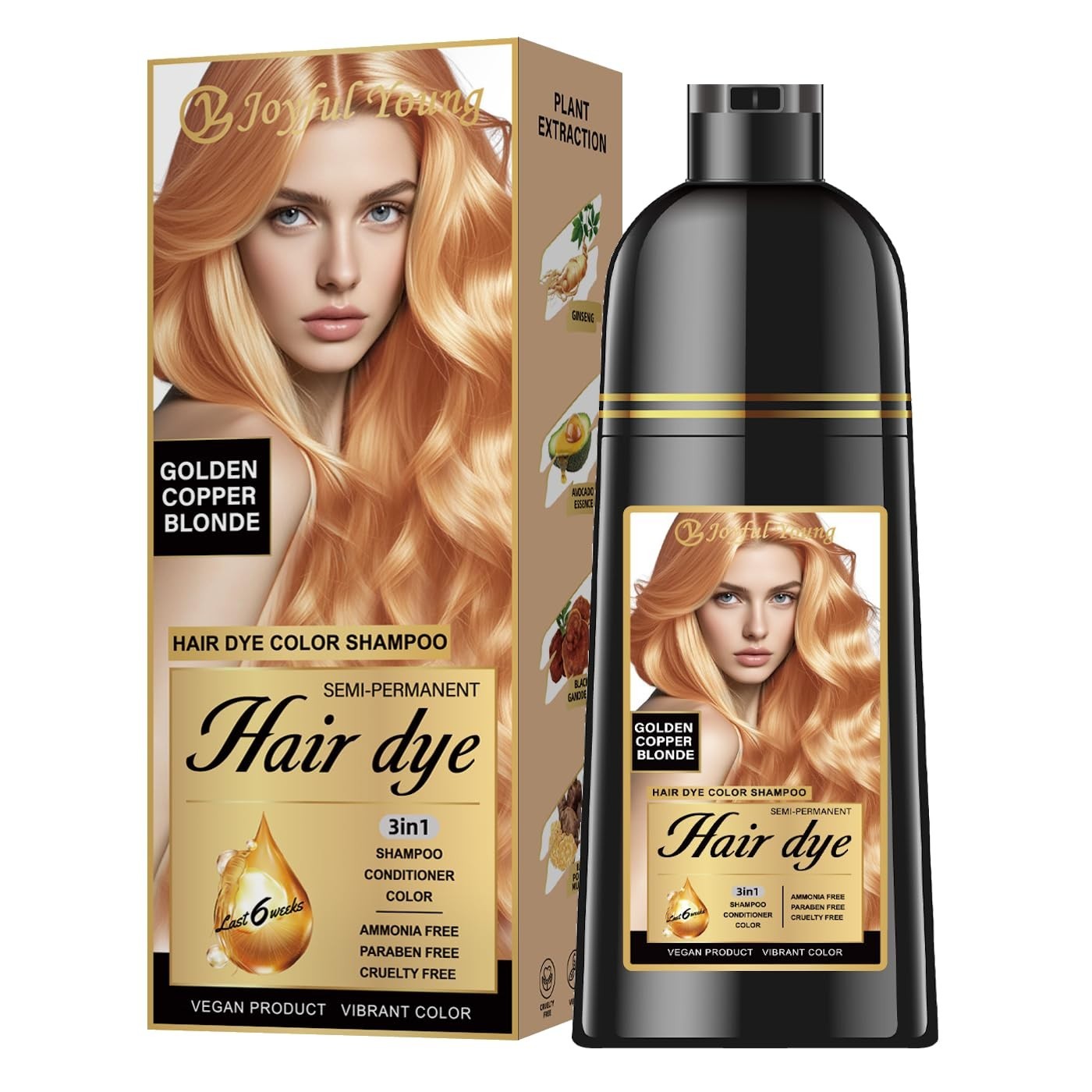 Instant 3 in 1 Hair Dye Shampoo Herbal Ingredients. Ammonia-