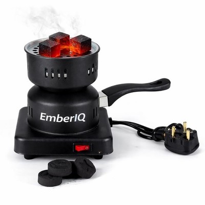 EmberIQ Elektrischer Holzkohlebrenner 1000W - Kohlestarter Heizung - Tragbar Schwarz 