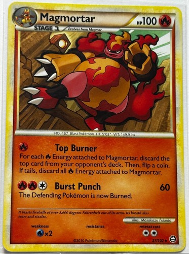 Magmortar 27/102 Rare HGSS Triumphant Pokemon Near Mint