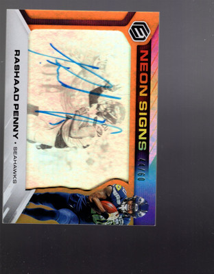 B4220- 2019 Panini Elements Neon Zeichen Ebenen 1 Orange #42 Rashaad Penny Auto