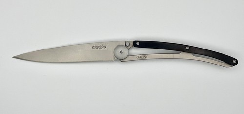 NOS Deejo 37g Knife Ebony Wood Z40C13 Stainless Steel from 2020 Beautiful