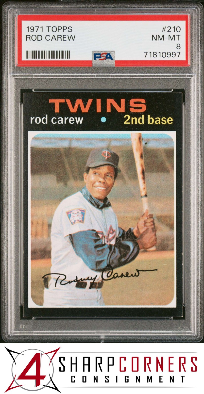 1971 TOPPS #210 ROD CAREW TWINS HOF PSA 8