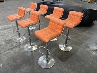 7xOrange Bar Stools Breakfast Bar Kitchen Stools Swivel Adjustable Job LotOnly