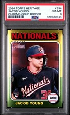 2024 TOPPS HERITAGE CHROME-GOLD BORDER #394 JACOB YOUNG PSA 8