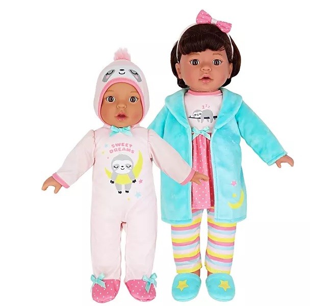 Sweet Sisters Pajama Party 13in and 16in Vinyl Dolls and Accessories Dark Brown
