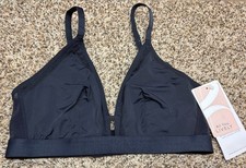 All. You. LIVELY Mesh Trim Bralette. Black. Size: 1.