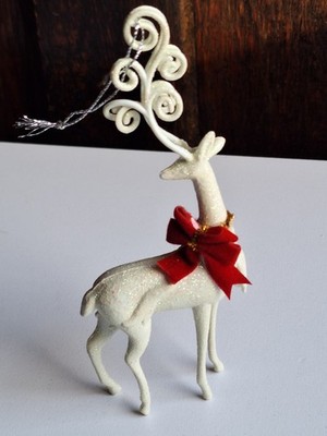 Vintage White Deer Ornaments Doe Prancing Deer Christmas Ornament Hong Kong
