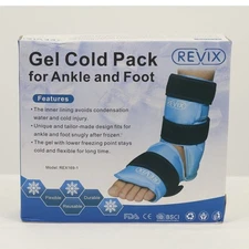 Revix Ankle and Foot Ice Pack Wrap for Injuries Reusable Gel Soft Plush Blue