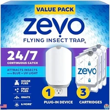 Indoor Flying Insect Trap with 3 Refills - UV Light Bug Catcher for Flies