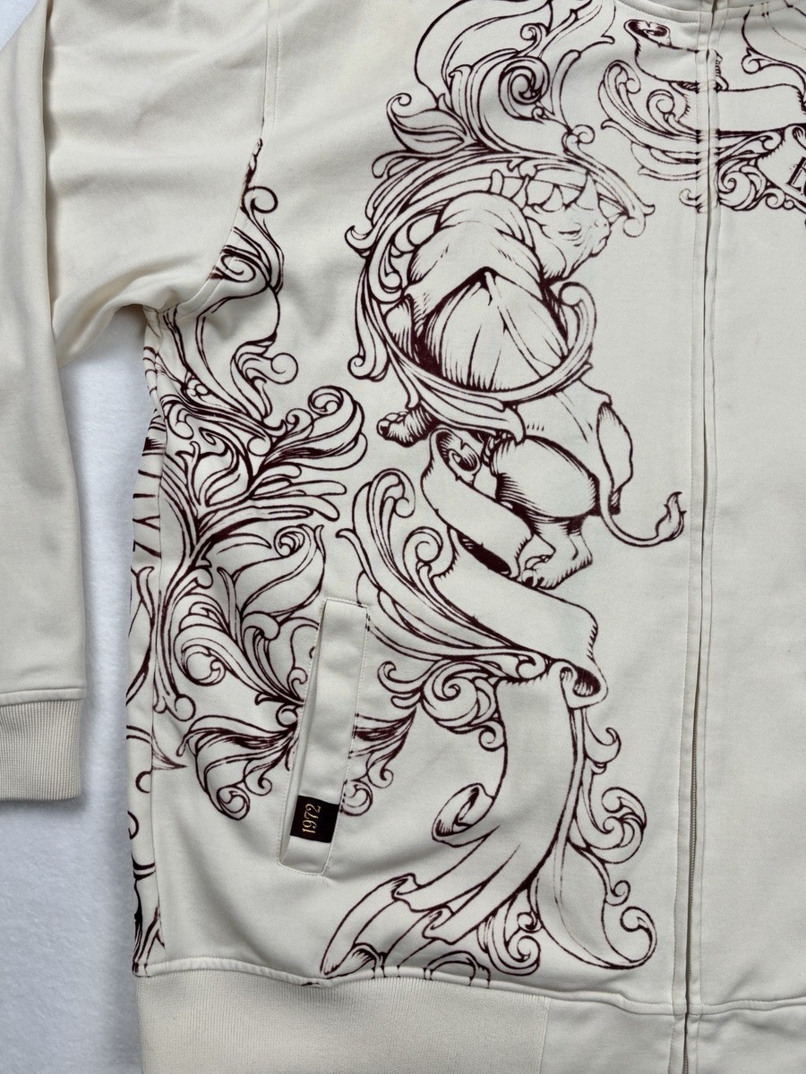 Ecko Unltd Full Zip Track Jacket Mens XXL Cream Graphic Y2K
