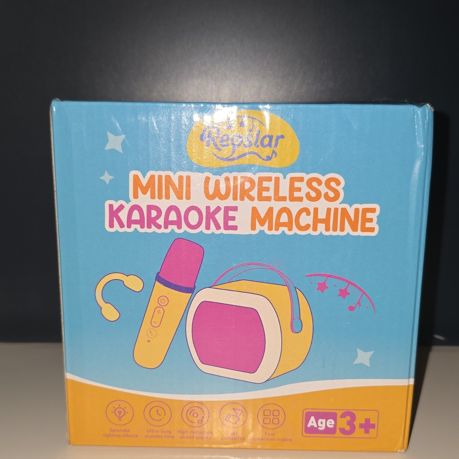 Reoslar Mini Wireless Karaoke Machine, High-Res Sound, Lighting, Pink