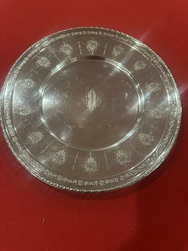 Towle Louis XIV #3904 Sterling Silver Plate - 11” diam. “H” monogram. 421 Grams