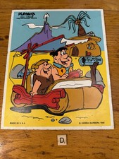 Playskool Wood Tray Puzzle #340-2 Fred and Barney Arrive 17 Pieces USA Made 1980