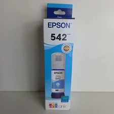 NEW GENUINE - EPSON 542 ECOTANK CYAN INK BOTTLE - T542120-S - Sealed 2028