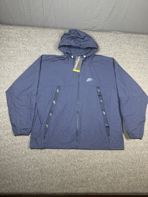 Nike Mens Jacket XL Blue Canvas Obsidian Full Zip Hooded