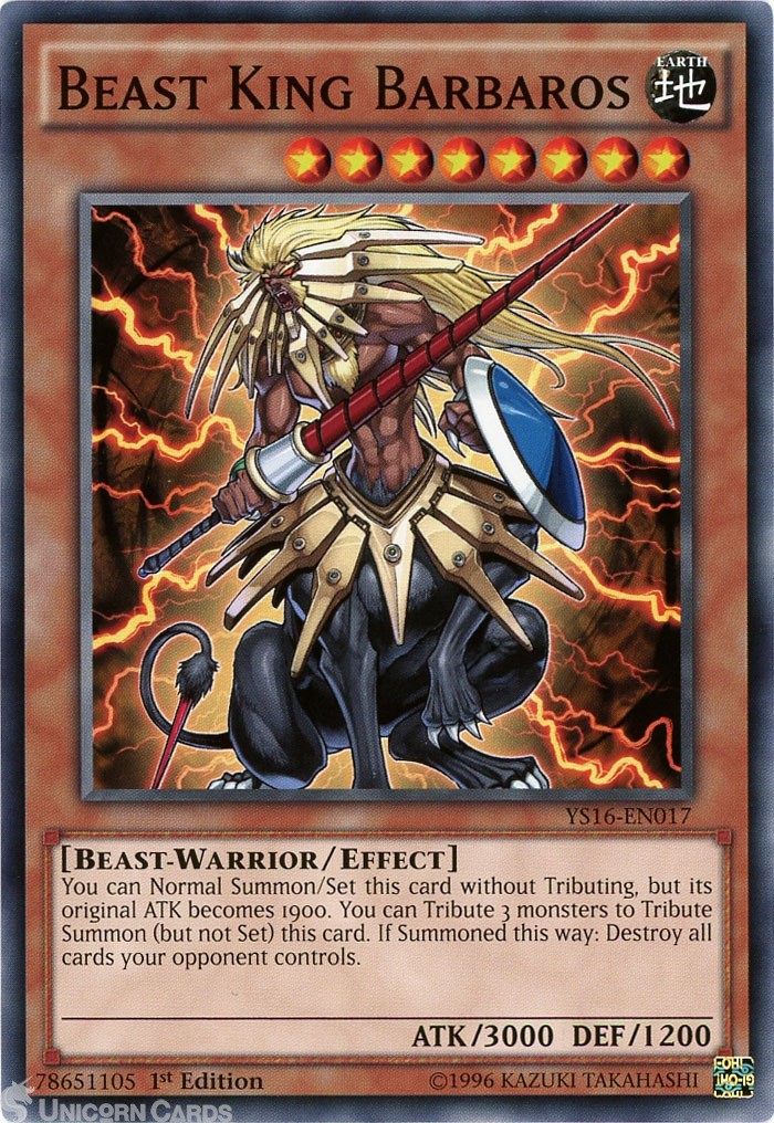 YS16-EN017 Beast King Barbaros 1st Edition Mint YuGiOh Card