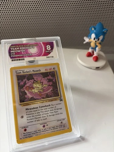 Pokemon 2000 Promo Team Rocket's Meowth Black Star #18 Genuine Ace 8