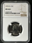1993-D 25C Washington Quarter Dollar NGC  MS66+  5858890-008