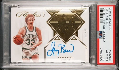 LARRY BIRD AUTO 2021 Panini Flawless GOLD 75th Team Autographs PSA 10 💎 POP 1