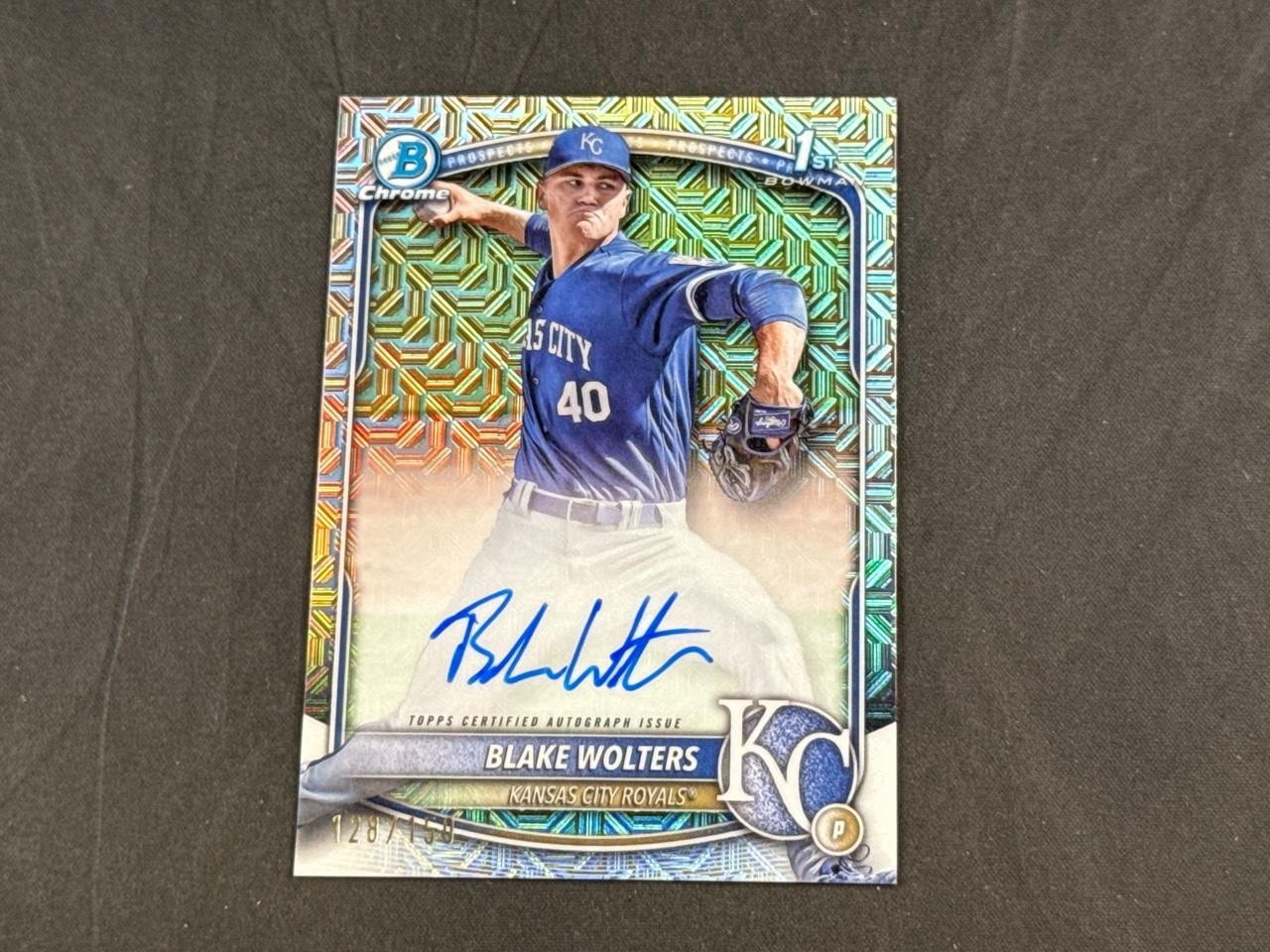 2025 BOWMAN CHROME BLAKE WOLTERS 1ST PROSPECT HTA CHOICE REFRACTOR AUTO 128/150