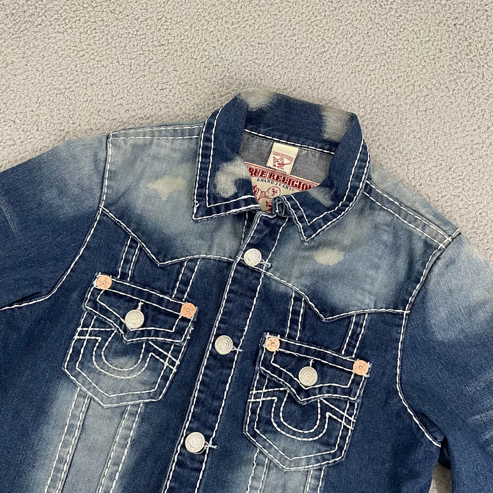 Chaqueta vaquera de colección True Religion Joey Super T Denim para hombre XL lavado oscuro hecha en EE. UU. Foto 2 de 4