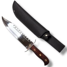 Timber Rattler BOWIE Stainless Steel Fixed Blade Knife/Crossbar Wood Handle 11”