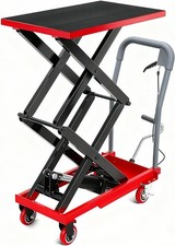 770 Lbs Hydraulic Double Scissor Lift Table 14-50 Height 4 Wheels Non Slip Red