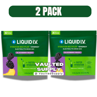 #ad Liquid I.V. Hydration Multiplier Energy 52 Sticks Blackberry Peach 2Pk $79.99