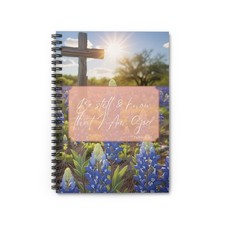 Spiral Notebook - Bluebonnet Cross Texan Christian Gift Journal, Psalm 46:10