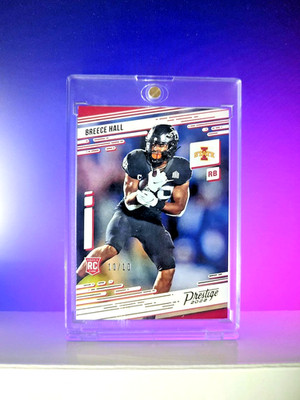 2022 Panini Chronicles Prestige Draft Picks Red & Gold Breece Hall /10 (RC) Jets