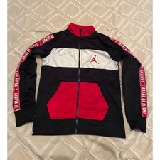 Jordan Boys Track Jacket Red Black White Jumpman Full Zip Size M 10-12
