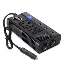 Car Power Inverter 120W DC 12V 24V to AC 110V Car Charger Adapter with 3 AC O...