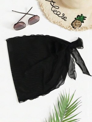 Sexy Sheer Mesh Beach Cover Up Summer Knot Waist Swimsuit Wrap Skirt Sarong