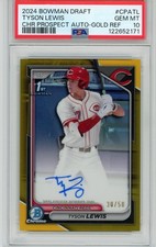 2024 Bowman Draft Tyson Lewis True Gold /50 1st Bowman Auto PSA 10 GEM MINT 💎