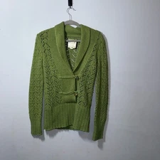 Old Navy VTG green toggle cowl neck Angora rabbit lambs wool Sweater Size Small
