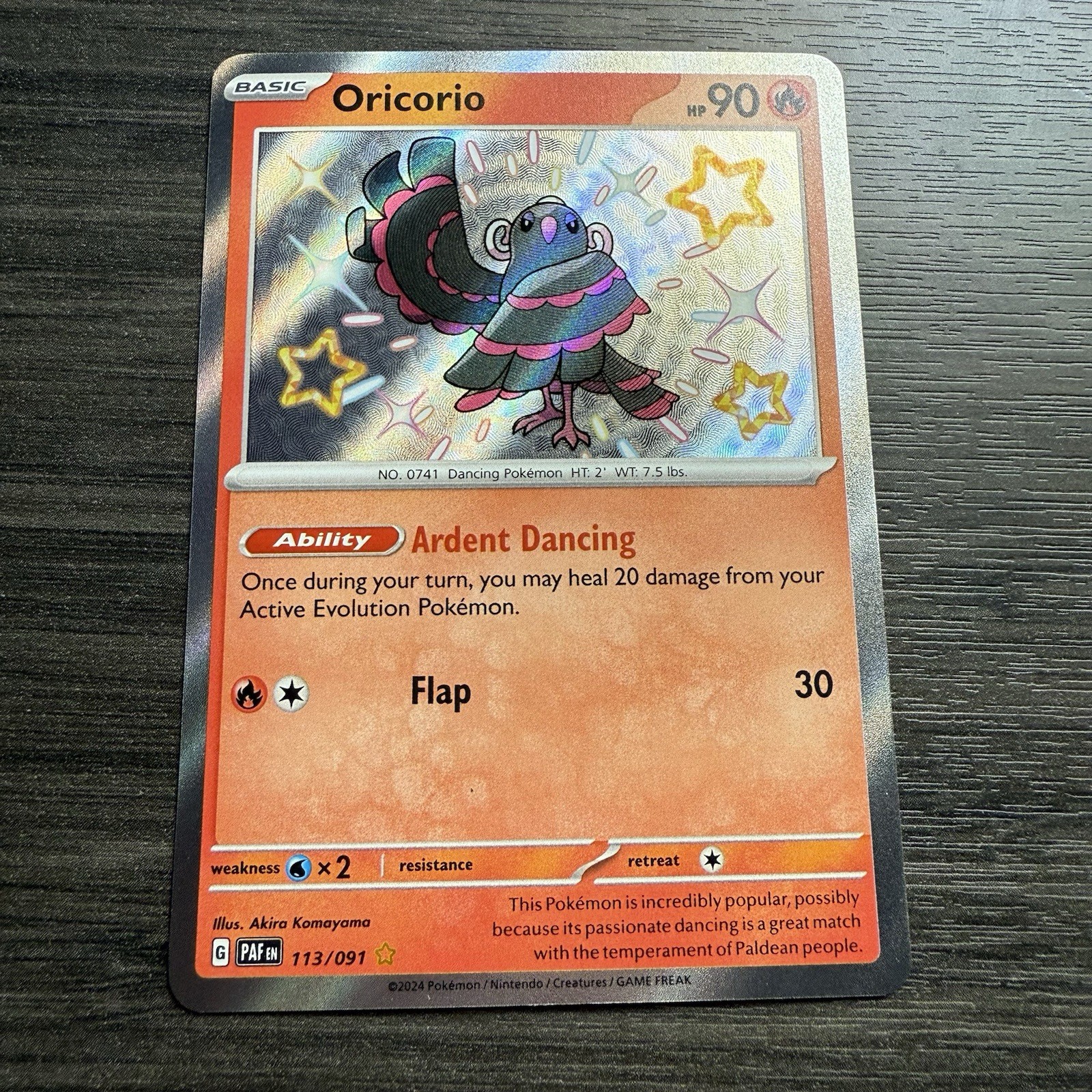 Oricorio 113/091 Paldean Fates Shiny Rare Holo Pokemon Card NM