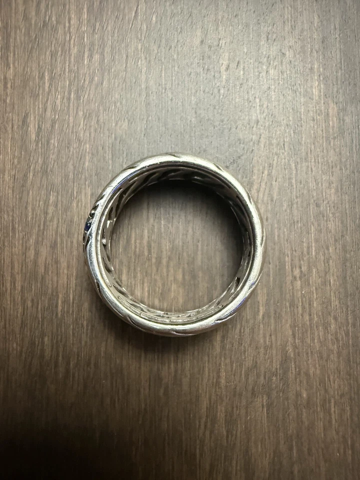 Effy Sterling Silver Sapphire Chevron Pattern Ring .925 Sz 10 - Image 3 of 4