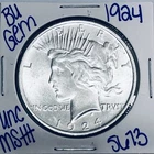 1924 BU UNCIRCULATED SILVER PEACE DOLLAR AUTHENTIC U.S. MINT FREE SHIPPING 5673
