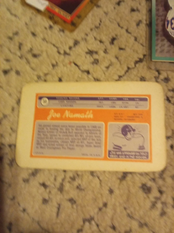 Joe Namath Tarjeta de fútbol americano 1969 33 Foto 2 de 3