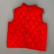 Janie and Jack Kids Orange Quilted Lined Snap Front 2 Pocket Collared Vest