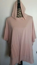 Cejon  women's hoodie pink blouse front pockets OSFM (U849)