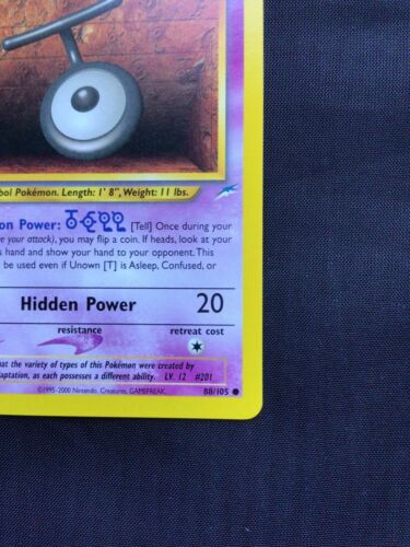 Pokemon Cards: 1st Edition Neo Destiny Common: Unown T 88/105 - Foto 4 di 10