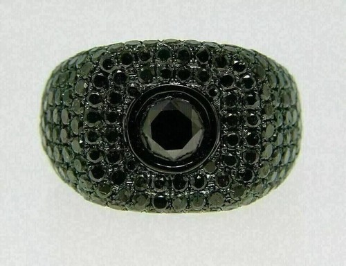 3Ct Round Cut Lab Created Black Diamond Men's Band Ring 14K Black Gold Plated - Picture 2 of 12
