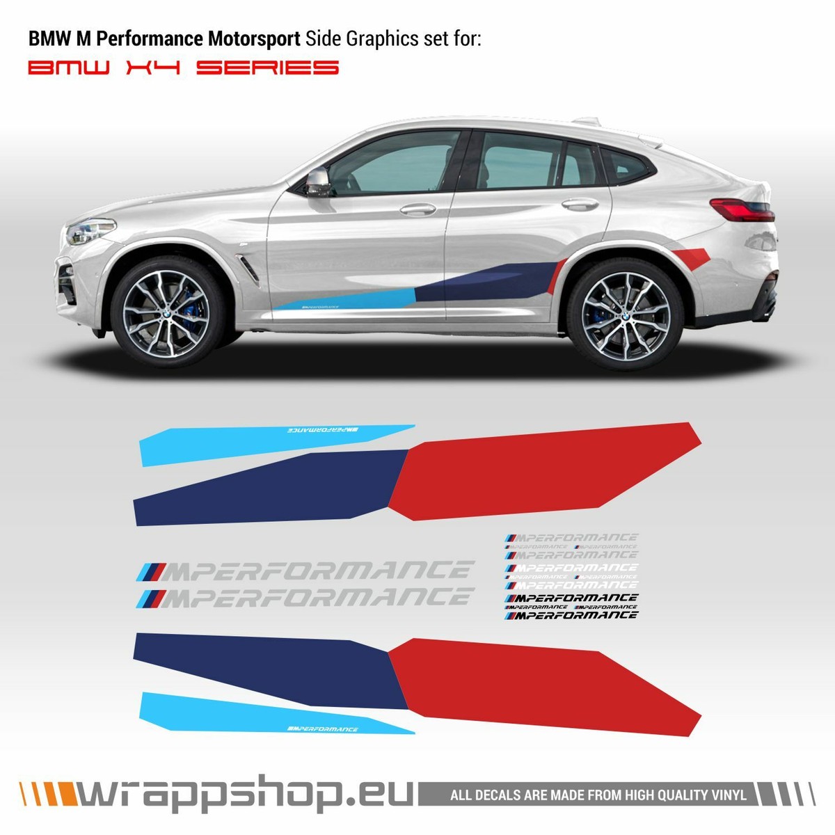 M Performance Motorsport Side Stripes decals Set for BMW X3 / X4