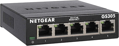 NETGEAR 5-Port Gigabit Ethernet Unmanaged Switch (Gs305) - Desktop Quiet Fanless