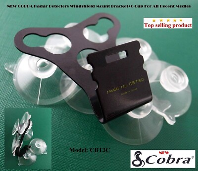 1 COBRA Radar Detectors Windshield Mount Bracket + 6 Cup For All Recent Models *