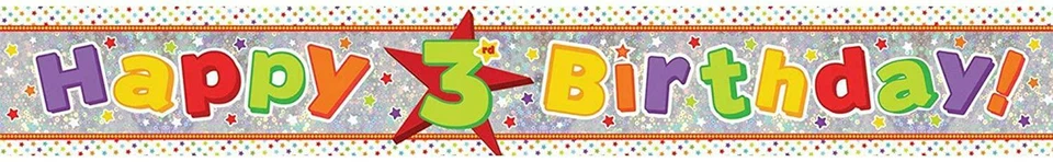 Coloré 3rd Anniversaire Étoilé Feuille Bannière 2.7 Mètre Anagram Amscan 9900015 - Photo 2/4