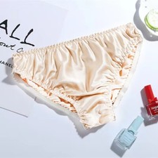 Women's Girls Silk Panties Briefs Silk Lingeries Underwear Size Small