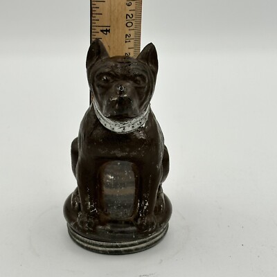 1930 BULLDOG Dog Figural Victory Glass CANDY CONTAINER 1930 BULLDOG Dog Figural Victory Glass CANDY CONTAINER