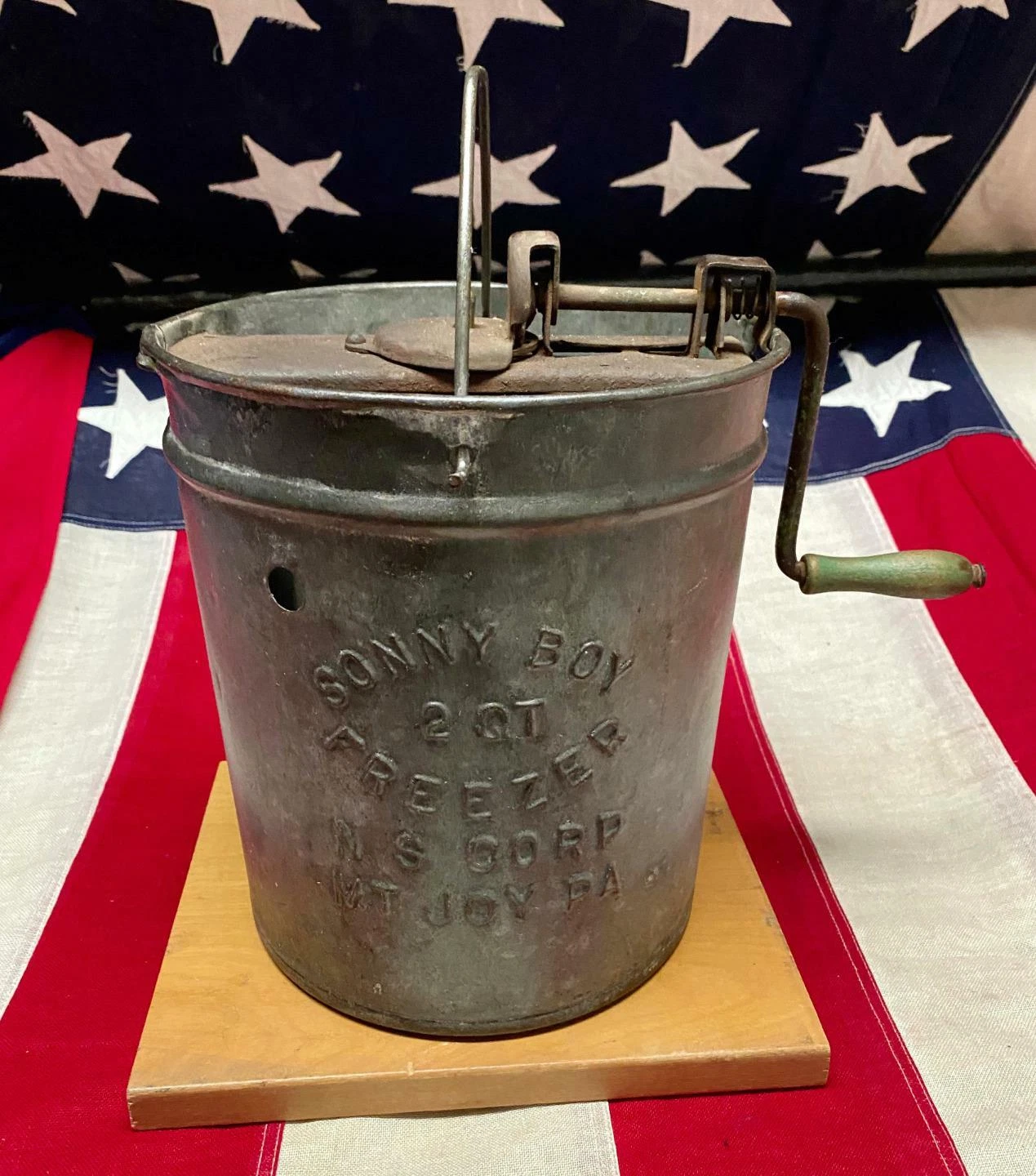 Vintage Antique Sonny Boy Freezer Galvanized Ice Cream Maker NS Corp.Mt.Joy,PA.